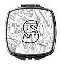 Letter S Musical Note Letters Compact Mirror Decorative Travel Makeup Mirror for Women Girls Gifts Pocket Makeup Mirror Folding Handheld