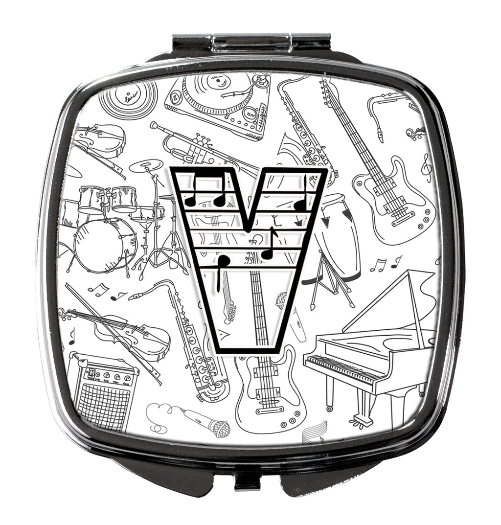 Letter V Musical Note Letters Compact Mirror Decorative Travel Makeup Mirror for Women Girls Gifts Pocket Makeup Mirror Folding Handheld