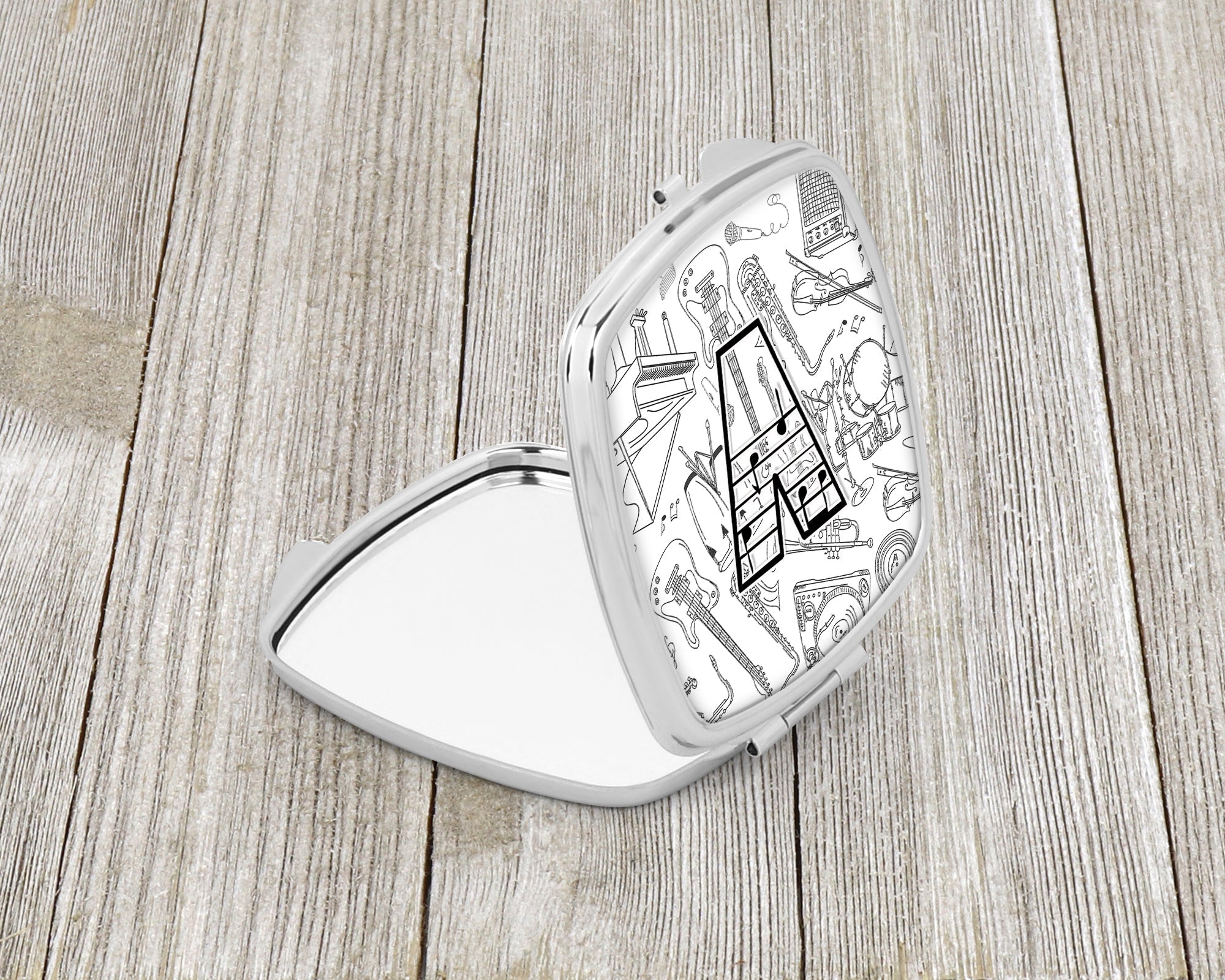 Letter V Musical Note Letters Compact Mirror Decorative Travel Makeup Mirror for Women Girls Gifts Pocket Makeup Mirror Folding Handheld