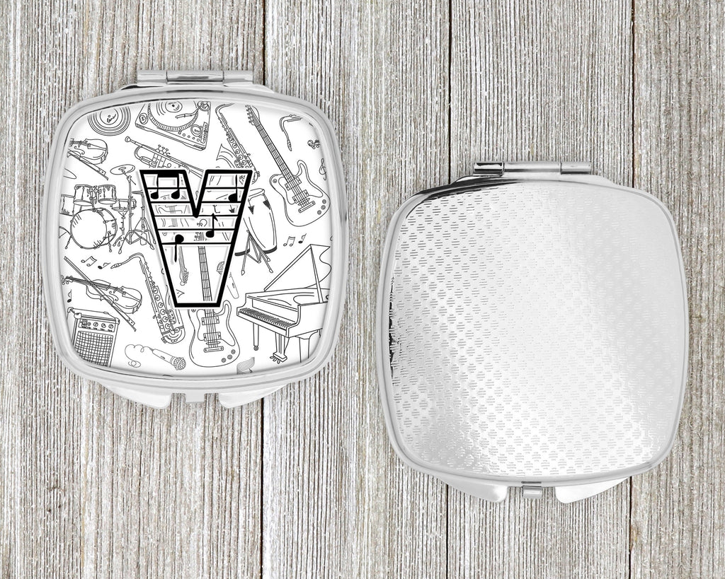 Letter V Musical Note Letters Compact Mirror Decorative Travel Makeup Mirror for Women Girls Gifts Pocket Makeup Mirror Folding Handheld