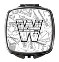 Letter W Musical Note Letters Compact Mirror Decorative Travel Makeup Mirror for Women Girls Gifts Pocket Makeup Mirror Folding Handheld
