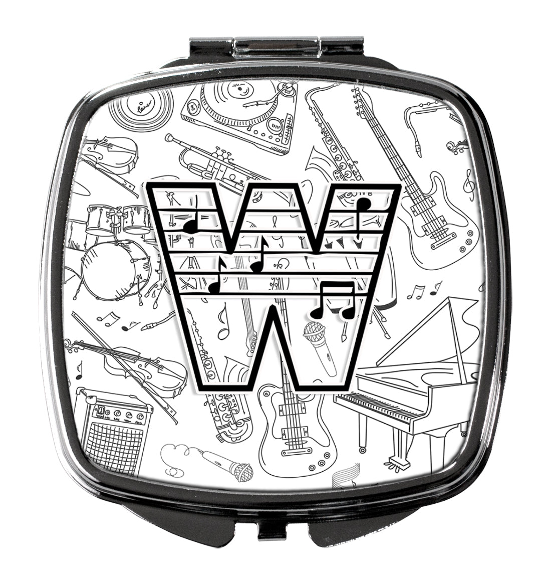 Letter W Musical Note Letters Compact Mirror Decorative Travel Makeup Mirror for Women Girls Gifts Pocket Makeup Mirror Folding Handheld