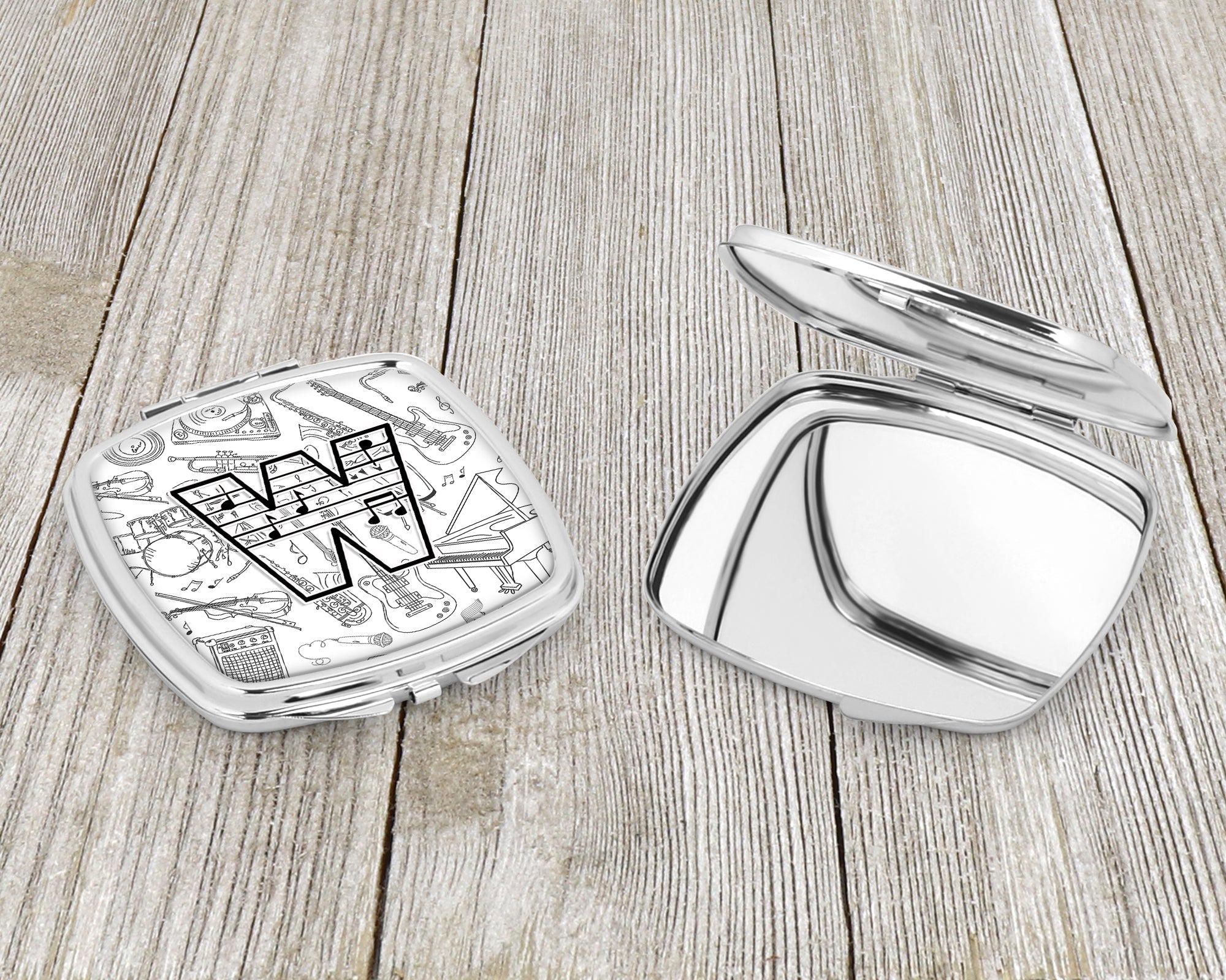Letter W Musical Note Letters Compact Mirror Decorative Travel Makeup Mirror for Women Girls Gifts Pocket Makeup Mirror Folding Handheld