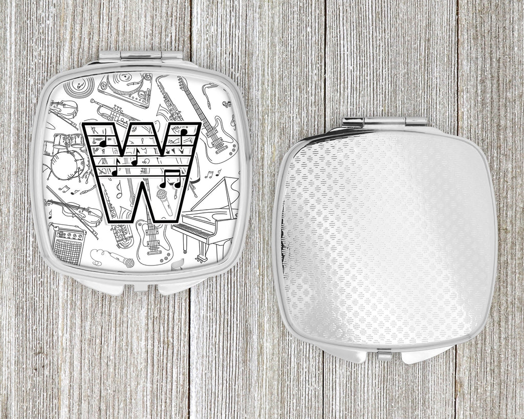Letter W Musical Note Letters Compact Mirror Decorative Travel Makeup Mirror for Women Girls Gifts Pocket Makeup Mirror Folding Handheld