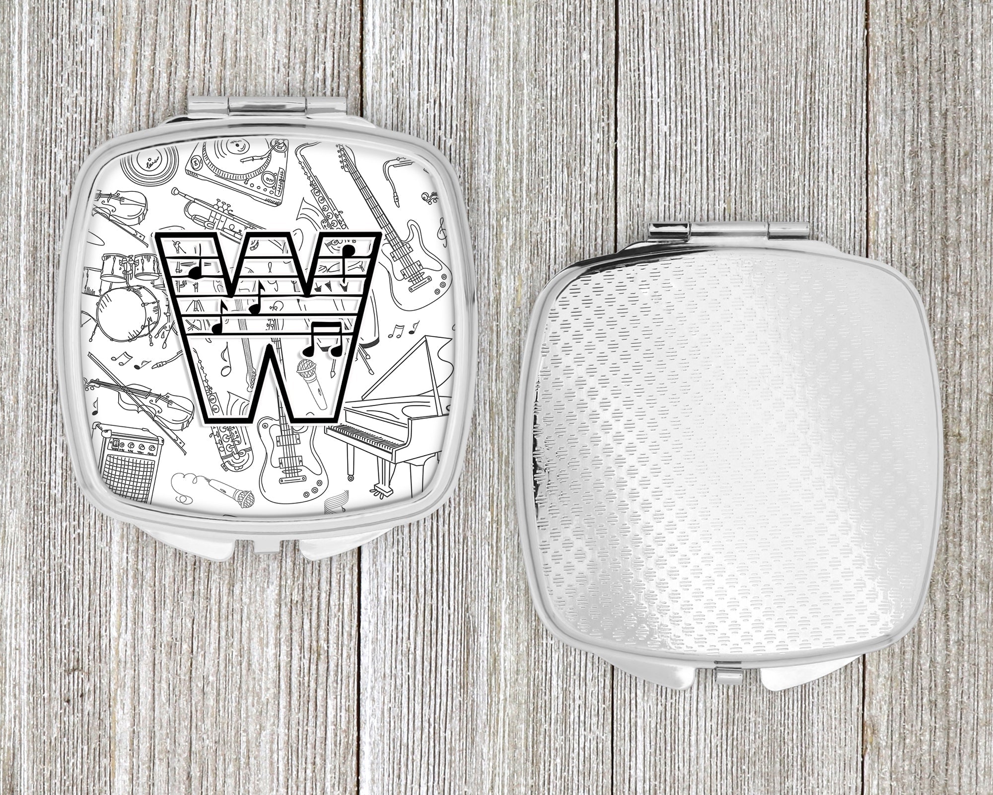 Letter W Musical Note Letters Compact Mirror Decorative Travel Makeup Mirror for Women Girls Gifts Pocket Makeup Mirror Folding Handheld