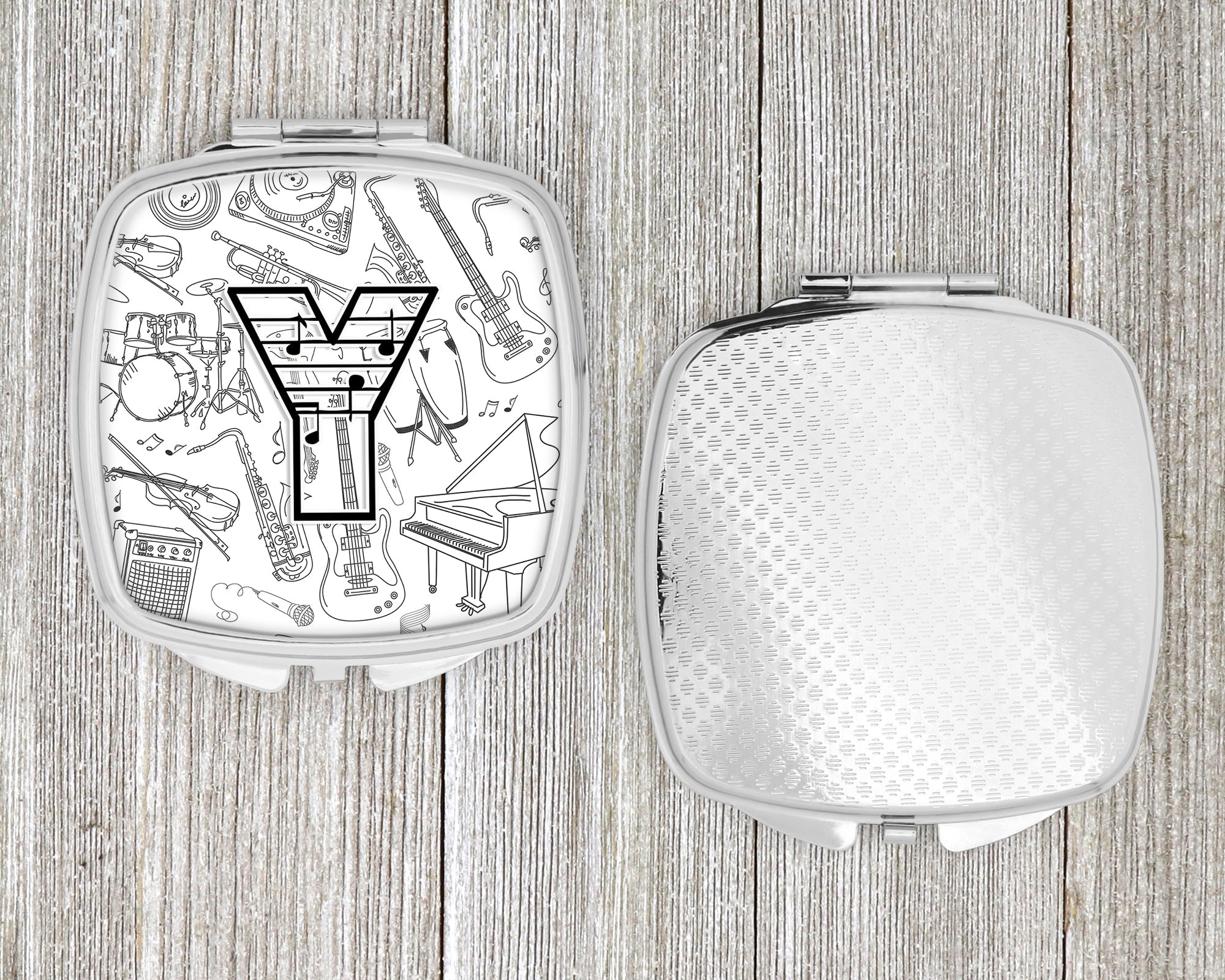 Letter Y Musical Note Letters Compact Mirror Decorative Travel Makeup Mirror for Women Girls Gifts Pocket Makeup Mirror Folding Handheld