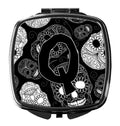Letter Q Day of the Dead Skulls Black Compact Mirror Decorative Travel Makeup Mirror for Women Girls Gifts Pocket Makeup Mirror Folding Handheld
