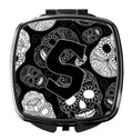 Letter S Day of the Dead Skulls Black Compact Mirror Decorative Travel Makeup Mirror for Women Girls Gifts Pocket Makeup Mirror Folding Handheld