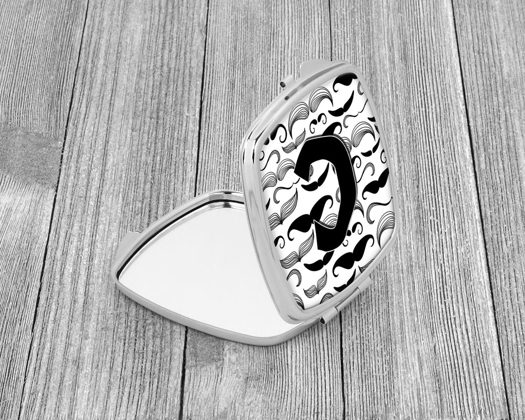 Letter C Moustache Initial Compact Mirror Decorative Travel Makeup Mirror for Women Girls Gifts Pocket Makeup Mirror Folding Handheld