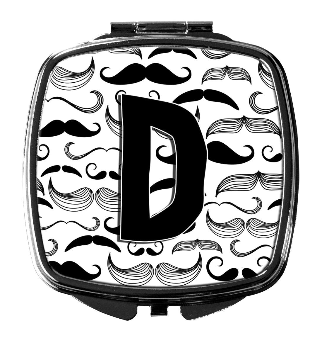 Letter D Moustache Initial Compact Mirror Decorative Travel Makeup Mirror for Women Girls Gifts Pocket Makeup Mirror Folding Handheld