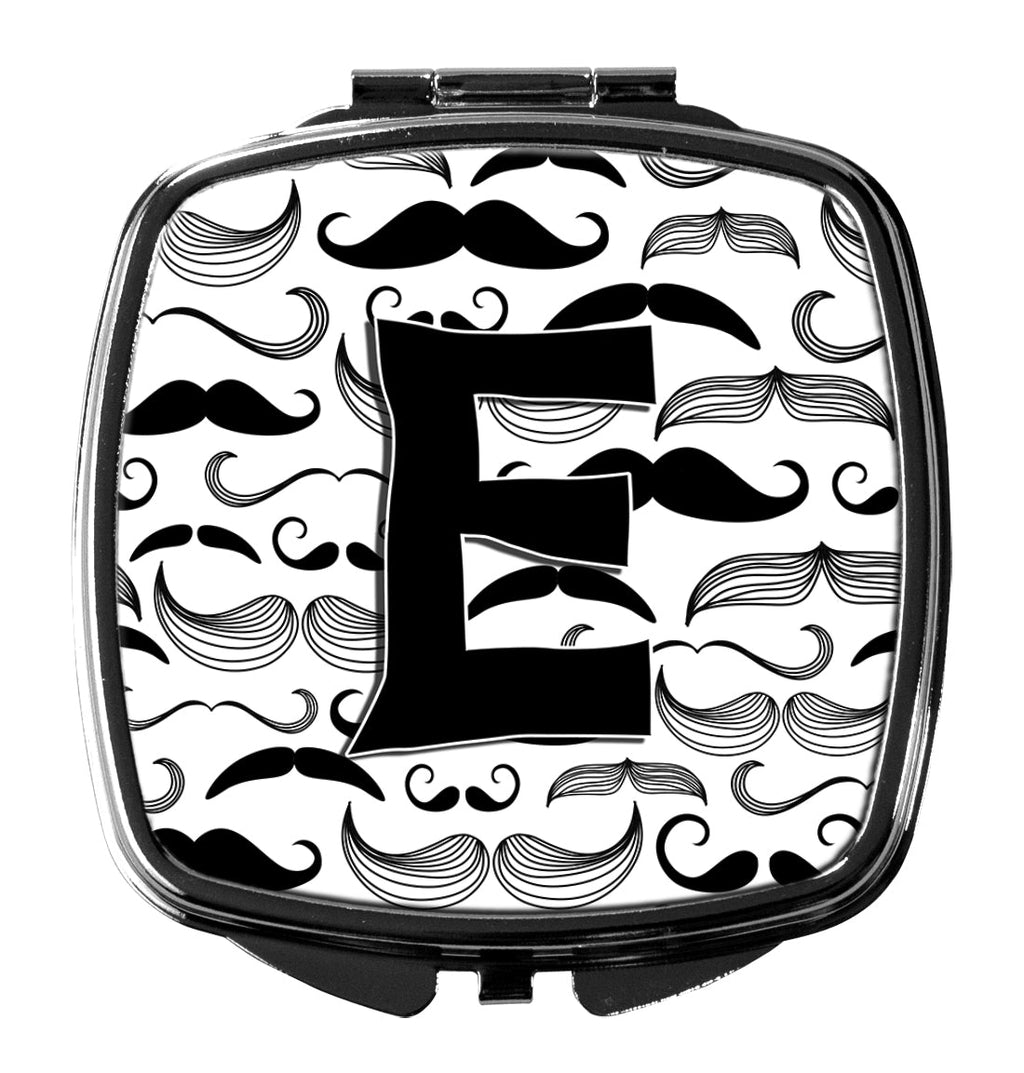 Letter E Moustache Initial Compact Mirror Decorative Travel Makeup Mirror for Women Girls Gifts Pocket Makeup Mirror Folding Handheld