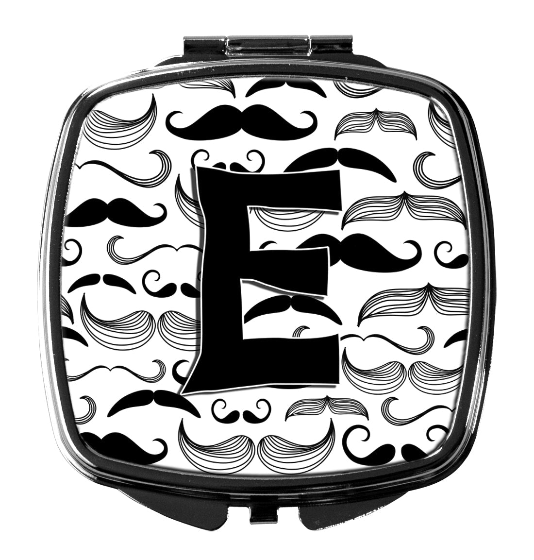 Letter E Moustache Initial Compact Mirror Decorative Travel Makeup Mirror for Women Girls Gifts Pocket Makeup Mirror Folding Handheld