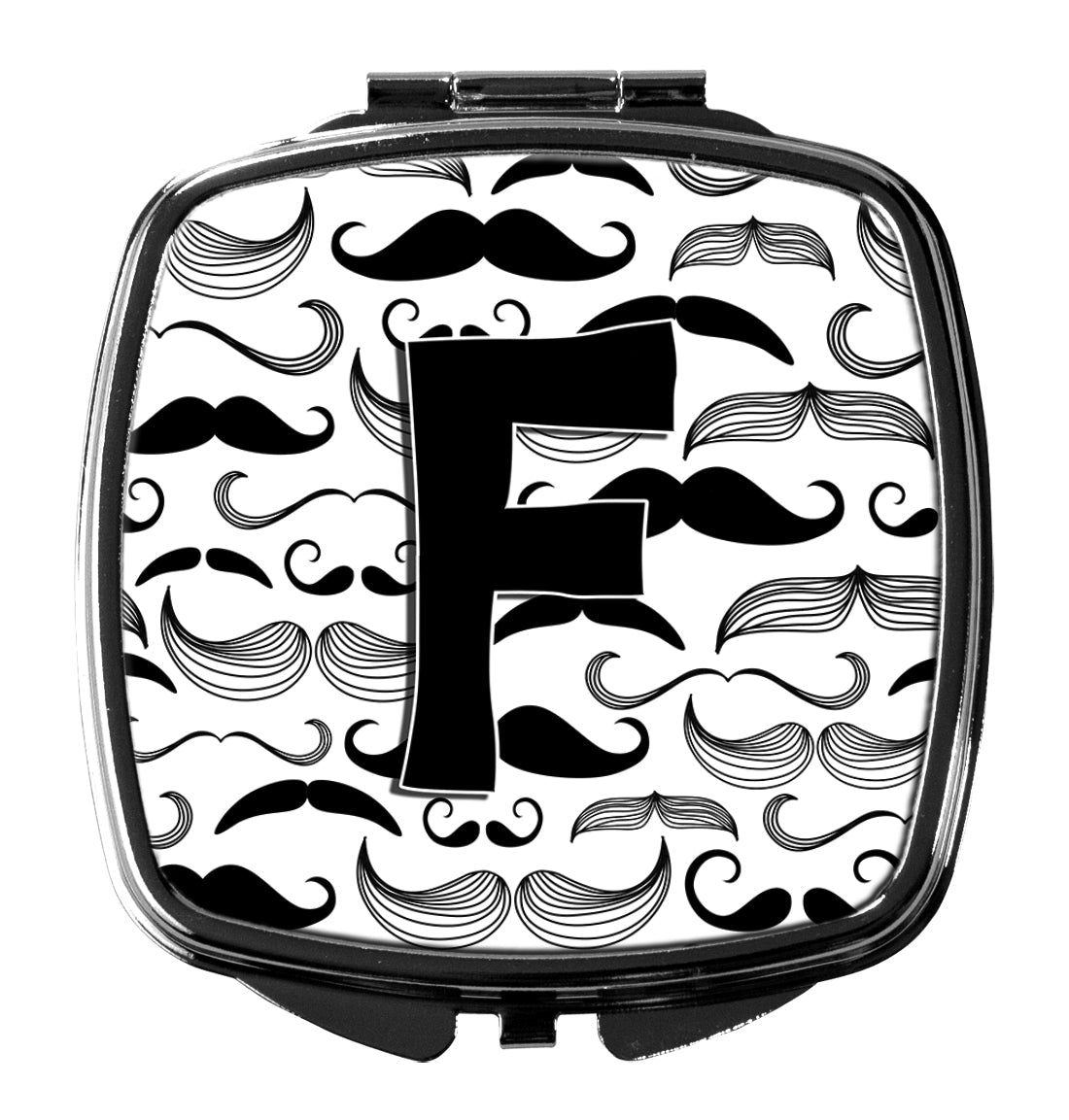 Letter F Moustache Initial Compact Mirror Decorative Travel Makeup Mirror for Women Girls Gifts Pocket Makeup Mirror Folding Handheld