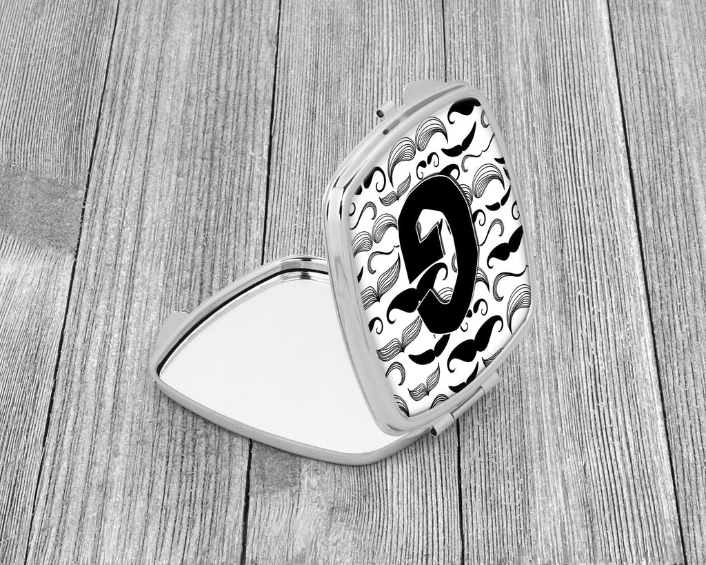 Letter G Moustache Initial Compact Mirror Decorative Travel Makeup Mirror for Women Girls Gifts Pocket Makeup Mirror Folding Handheld
