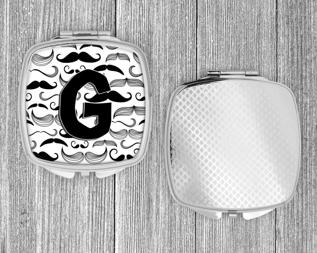 Letter G Moustache Initial Compact Mirror Decorative Travel Makeup Mirror for Women Girls Gifts Pocket Makeup Mirror Folding Handheld