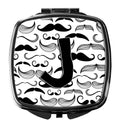 Letter J Moustache Initial Compact Mirror Decorative Travel Makeup Mirror for Women Girls Gifts Pocket Makeup Mirror Folding Handheld