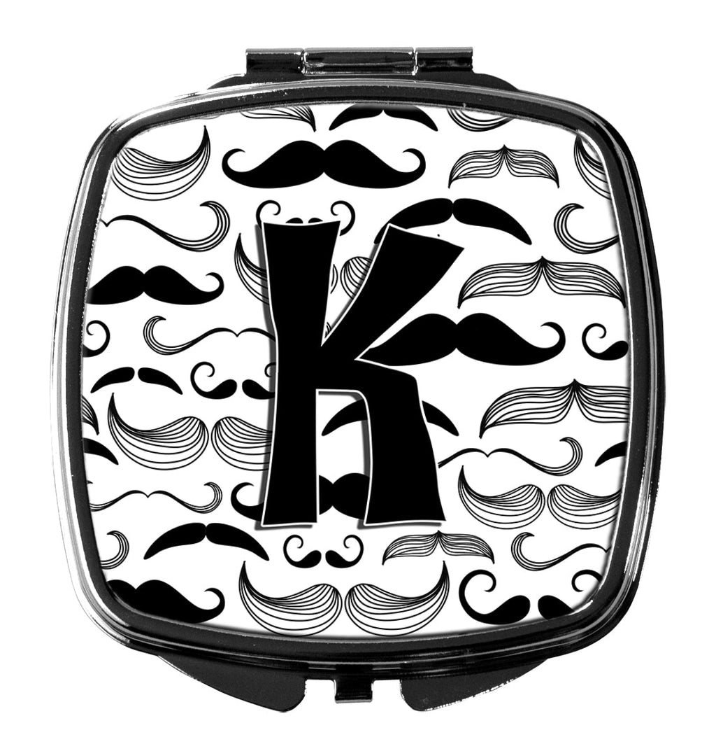 Letter K Moustache Initial Compact Mirror Decorative Travel Makeup Mirror for Women Girls Gifts Pocket Makeup Mirror Folding Handheld