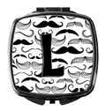 Letter L Moustache Initial Compact Mirror Decorative Travel Makeup Mirror for Women Girls Gifts Pocket Makeup Mirror Folding Handheld