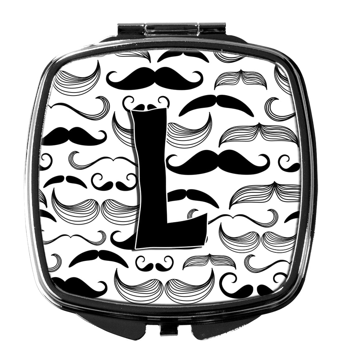 Letter L Moustache Initial Compact Mirror Decorative Travel Makeup Mirror for Women Girls Gifts Pocket Makeup Mirror Folding Handheld