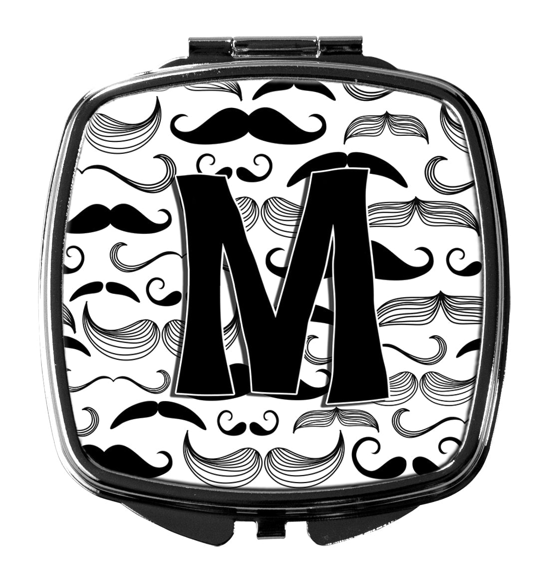 Letter M Moustache Initial Compact Mirror Decorative Travel Makeup Mirror for Women Girls Gifts Pocket Makeup Mirror Folding Handheld