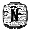 Letter N Moustache Initial Compact Mirror Decorative Travel Makeup Mirror for Women Girls Gifts Pocket Makeup Mirror Folding Handheld