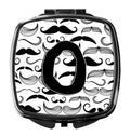 Letter O Moustache Initial Compact Mirror Decorative Travel Makeup Mirror for Women Girls Gifts Pocket Makeup Mirror Folding Handheld