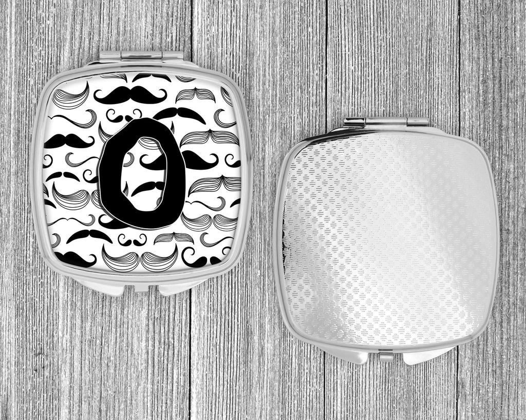 Letter O Moustache Initial Compact Mirror Decorative Travel Makeup Mirror for Women Girls Gifts Pocket Makeup Mirror Folding Handheld
