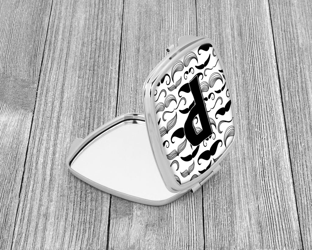 Letter P Moustache Initial Compact Mirror Decorative Travel Makeup Mirror for Women Girls Gifts Pocket Makeup Mirror Folding Handheld