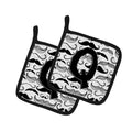 Letter Q Moustache Initial Pot Holder Set of 2 Heat Resistant Quilted Hot Pads 7.5 x 7.5 Inch, Insulated Kitchen Trivets for Cooking & Baking