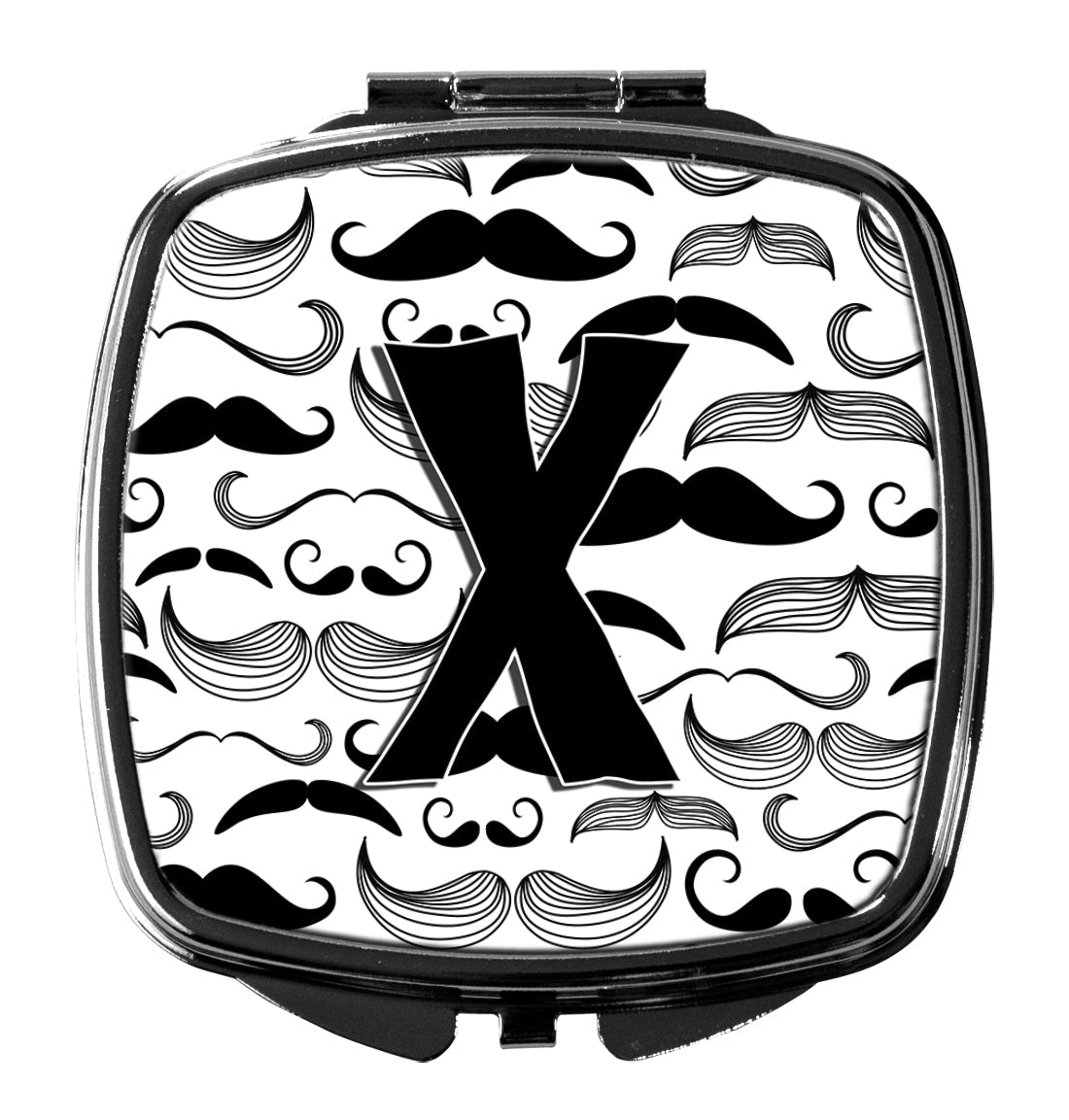 Letter X Moustache Initial Compact Mirror Decorative Travel Makeup Mirror for Women Girls Gifts Pocket Makeup Mirror Folding Handheld