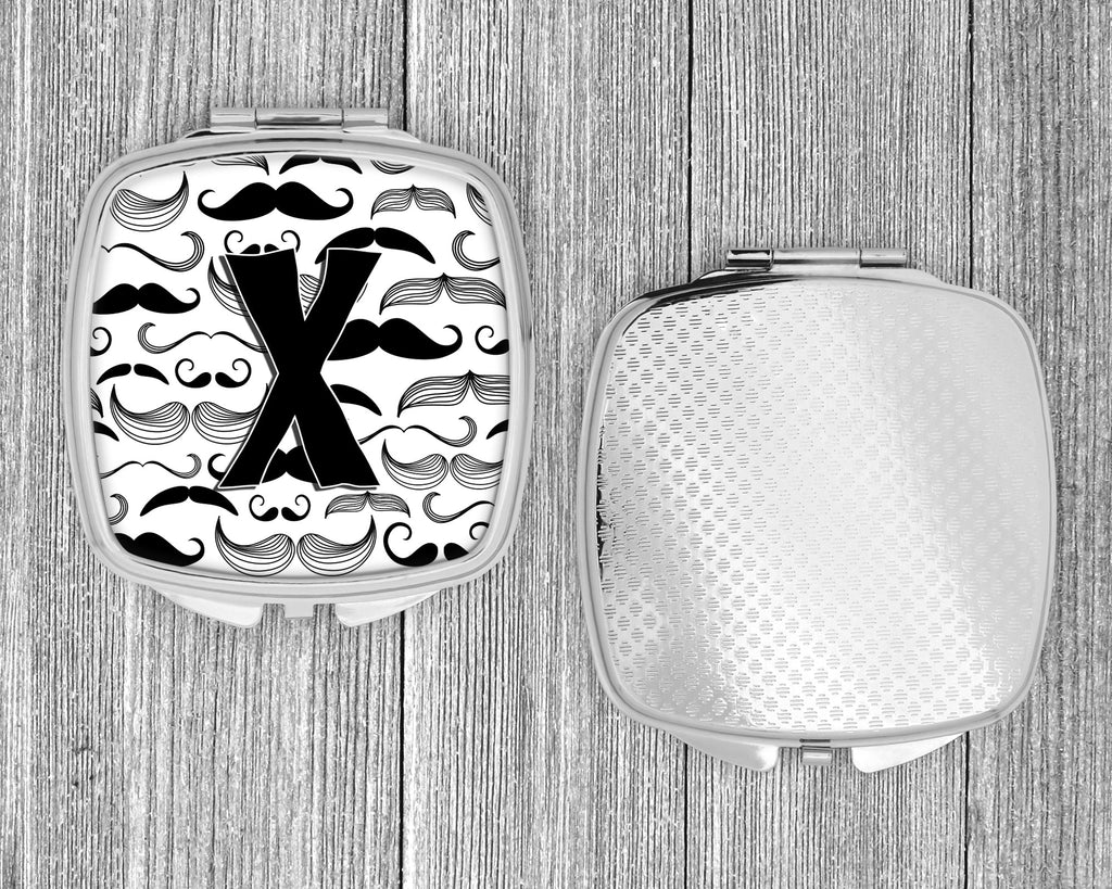 Letter X Moustache Initial Compact Mirror Decorative Travel Makeup Mirror for Women Girls Gifts Pocket Makeup Mirror Folding Handheld