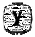 Letter Y Moustache Initial Compact Mirror Decorative Travel Makeup Mirror for Women Girls Gifts Pocket Makeup Mirror Folding Handheld