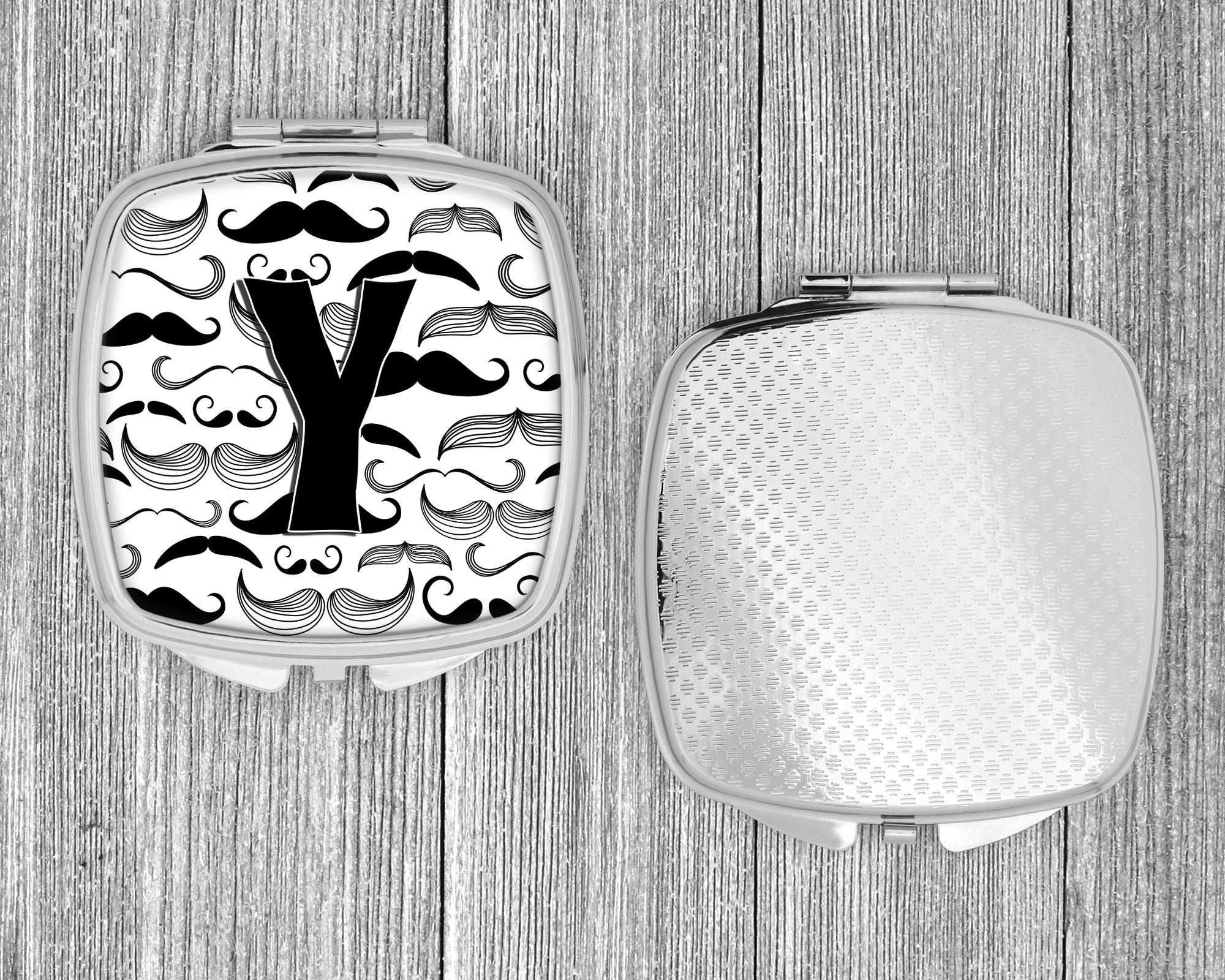 Letter Y Moustache Initial Compact Mirror Decorative Travel Makeup Mirror for Women Girls Gifts Pocket Makeup Mirror Folding Handheld