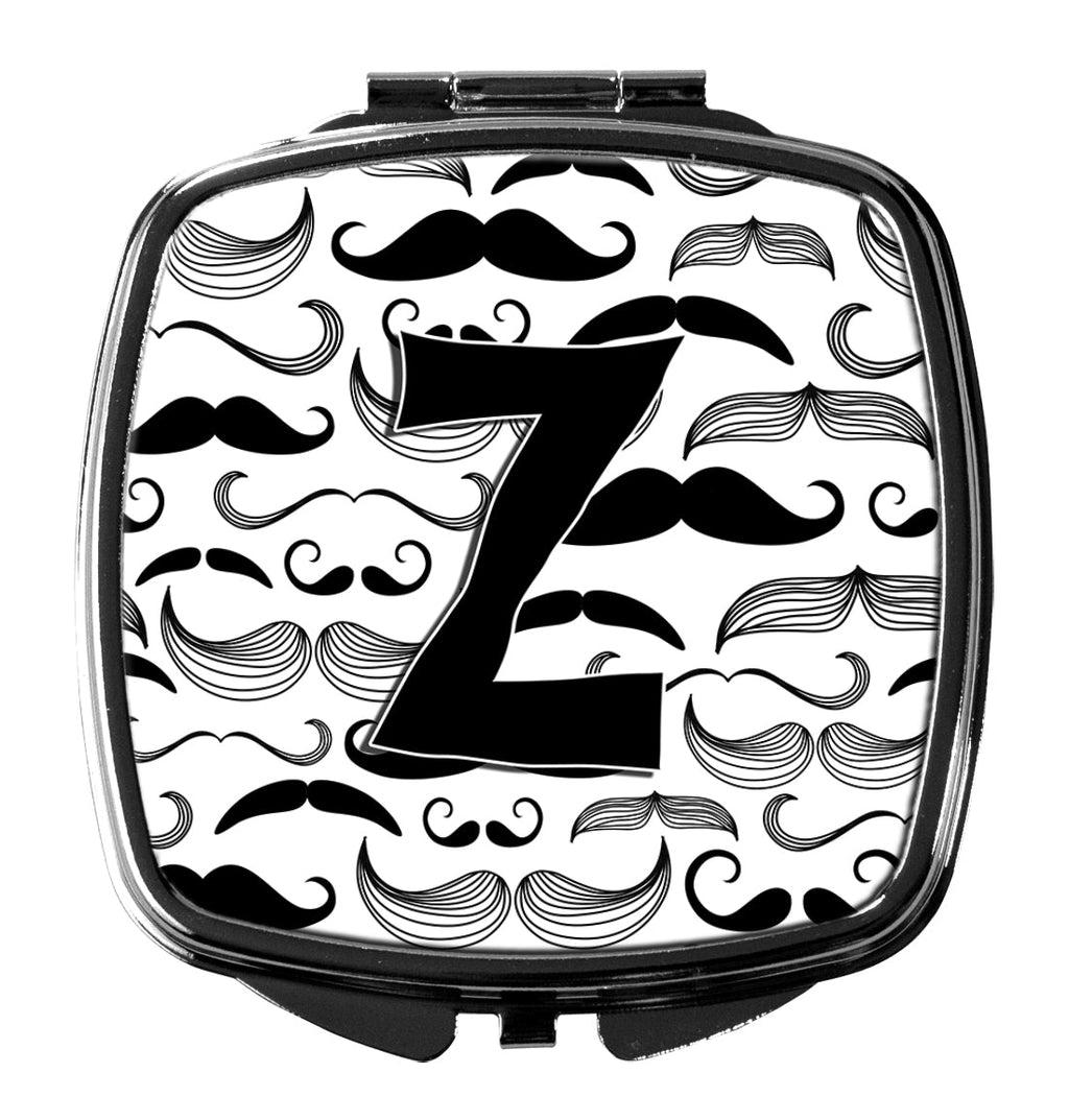 Letter Z Moustache Initial Compact Mirror Decorative Travel Makeup Mirror for Women Girls Gifts Pocket Makeup Mirror Folding Handheld