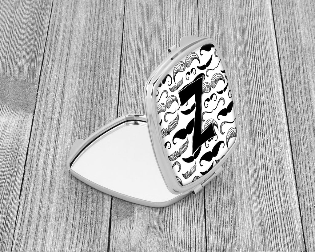 Letter Z Moustache Initial Compact Mirror Decorative Travel Makeup Mirror for Women Girls Gifts Pocket Makeup Mirror Folding Handheld