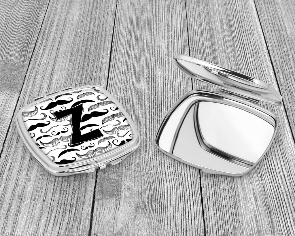 Letter Z Moustache Initial Compact Mirror Decorative Travel Makeup Mirror for Women Girls Gifts Pocket Makeup Mirror Folding Handheld