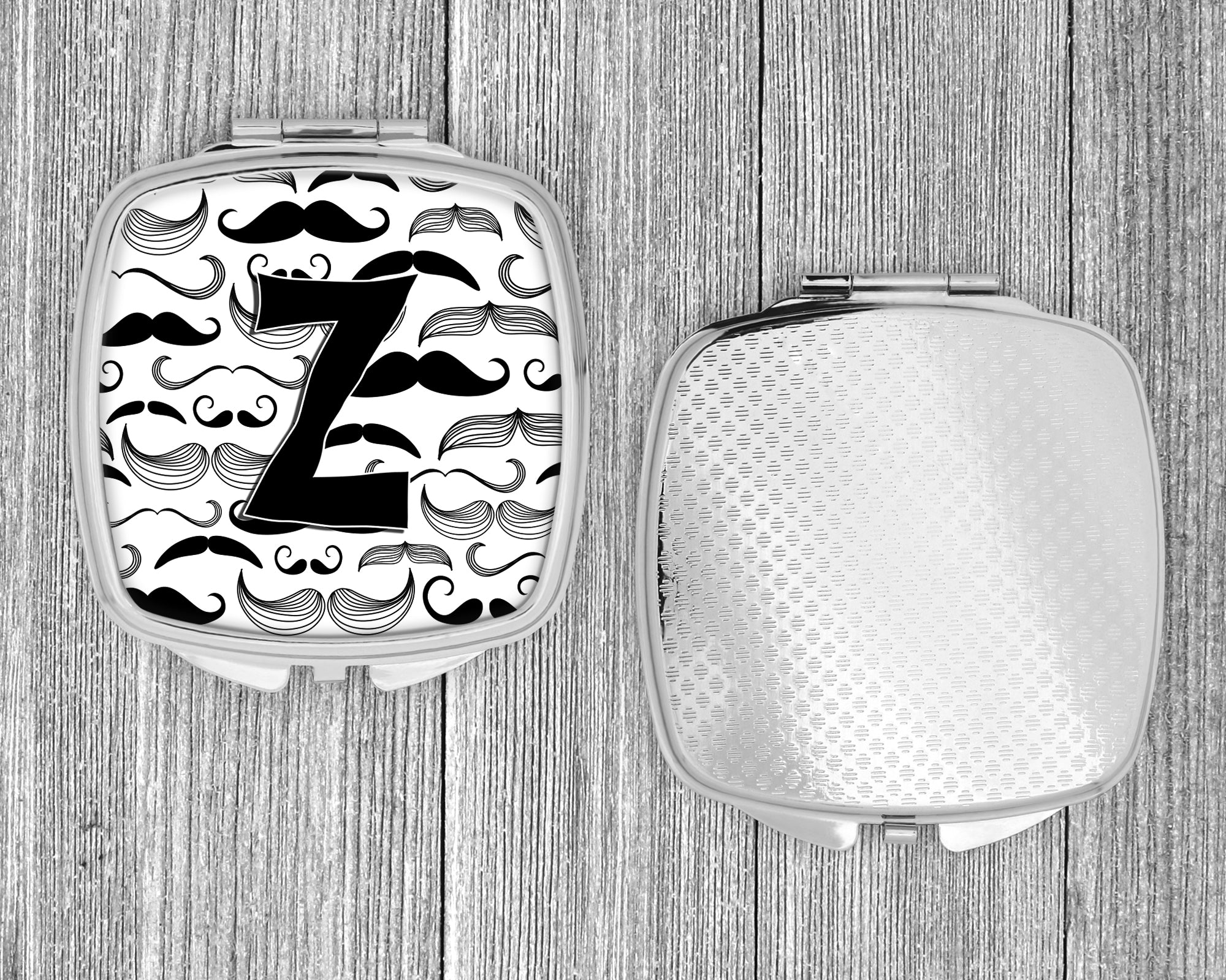 Letter Z Moustache Initial Compact Mirror Decorative Travel Makeup Mirror for Women Girls Gifts Pocket Makeup Mirror Folding Handheld
