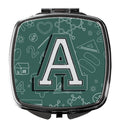 Letter A Back to School Initial Compact Mirror Decorative Travel Makeup Mirror for Women Girls Gifts Pocket Makeup Mirror Folding Handheld