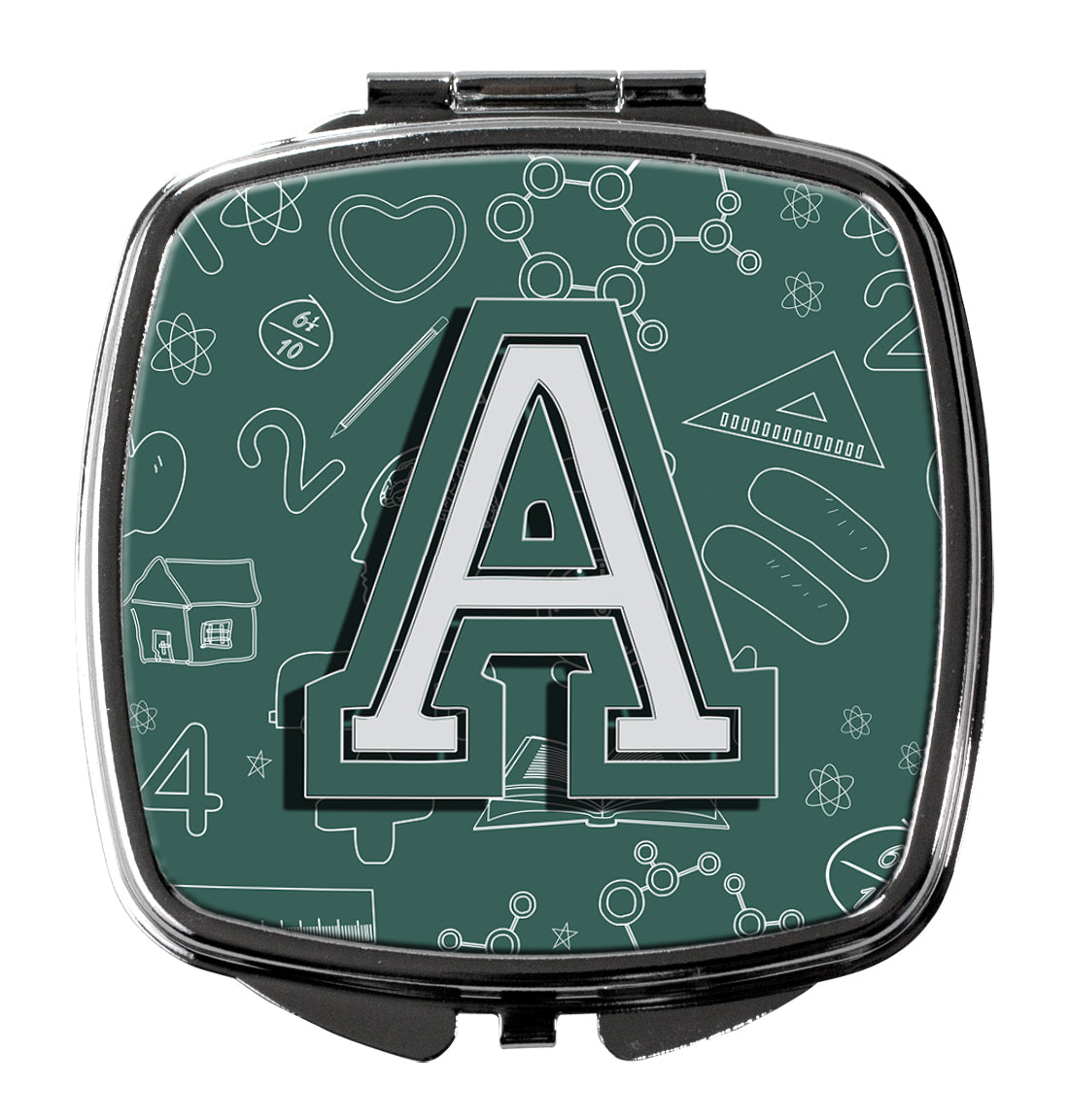 Letter A Back to School Initial Compact Mirror Decorative Travel Makeup Mirror for Women Girls Gifts Pocket Makeup Mirror Folding Handheld