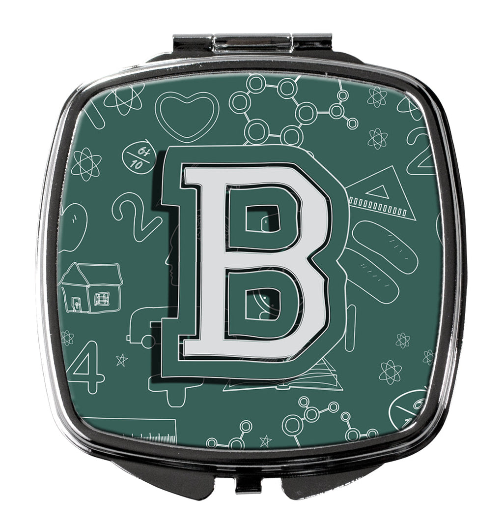 Letter B Back to School Initial Compact Mirror Decorative Travel Makeup Mirror for Women Girls Gifts Pocket Makeup Mirror Folding Handheld