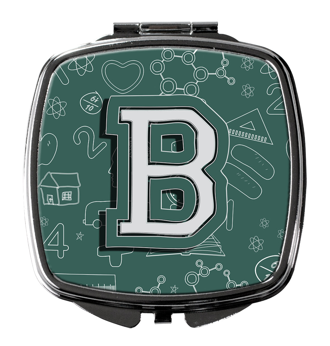 Letter B Back to School Initial Compact Mirror Decorative Travel Makeup Mirror for Women Girls Gifts Pocket Makeup Mirror Folding Handheld
