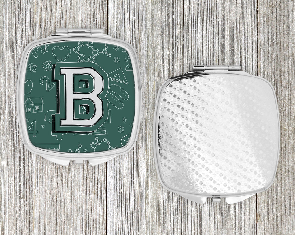 Letter B Back to School Initial Compact Mirror Decorative Travel Makeup Mirror for Women Girls Gifts Pocket Makeup Mirror Folding Handheld