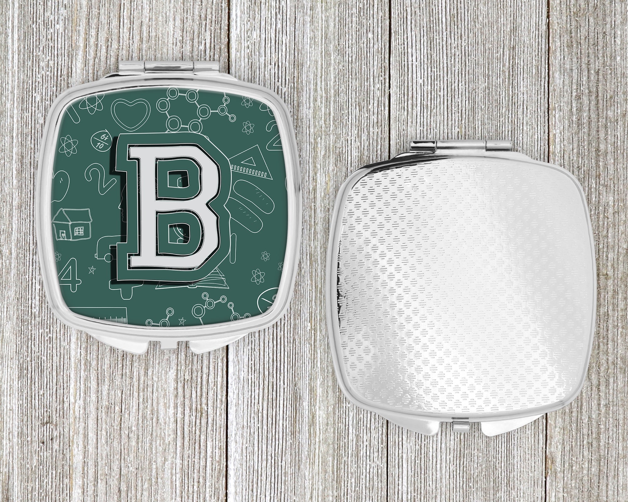 Letter B Back to School Initial Compact Mirror Decorative Travel Makeup Mirror for Women Girls Gifts Pocket Makeup Mirror Folding Handheld