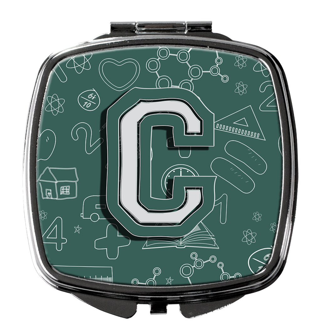 Letter C Back to School Initial Compact Mirror Decorative Travel Makeup Mirror for Women Girls Gifts Pocket Makeup Mirror Folding Handheld