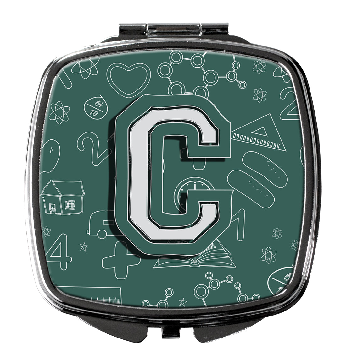 Letter C Back to School Initial Compact Mirror Decorative Travel Makeup Mirror for Women Girls Gifts Pocket Makeup Mirror Folding Handheld