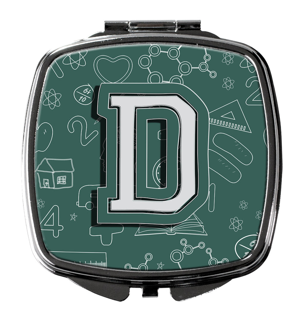 Letter D Back to School Initial Compact Mirror Decorative Travel Makeup Mirror for Women Girls Gifts Pocket Makeup Mirror Folding Handheld