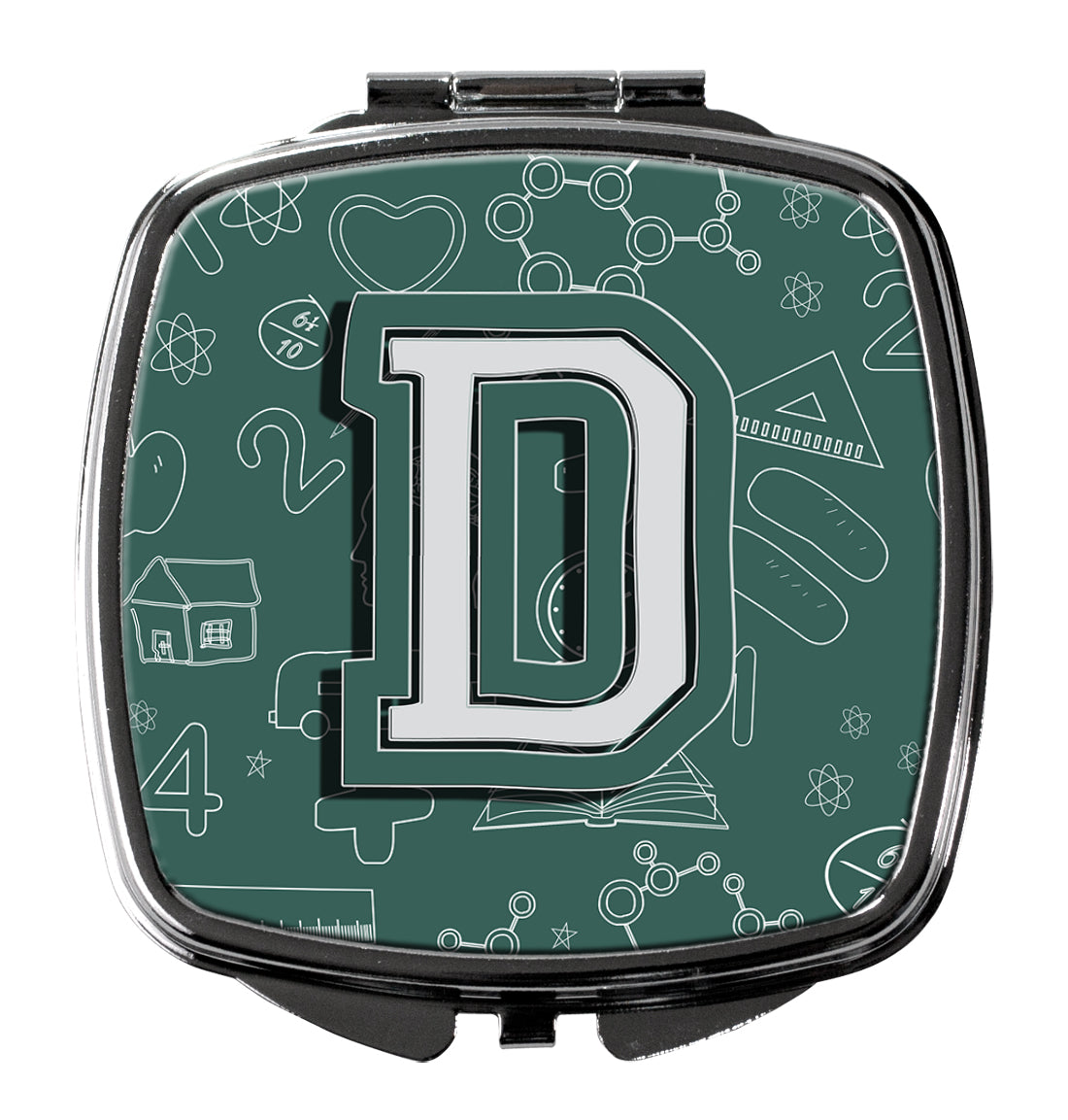 Letter D Back to School Initial Compact Mirror Decorative Travel Makeup Mirror for Women Girls Gifts Pocket Makeup Mirror Folding Handheld