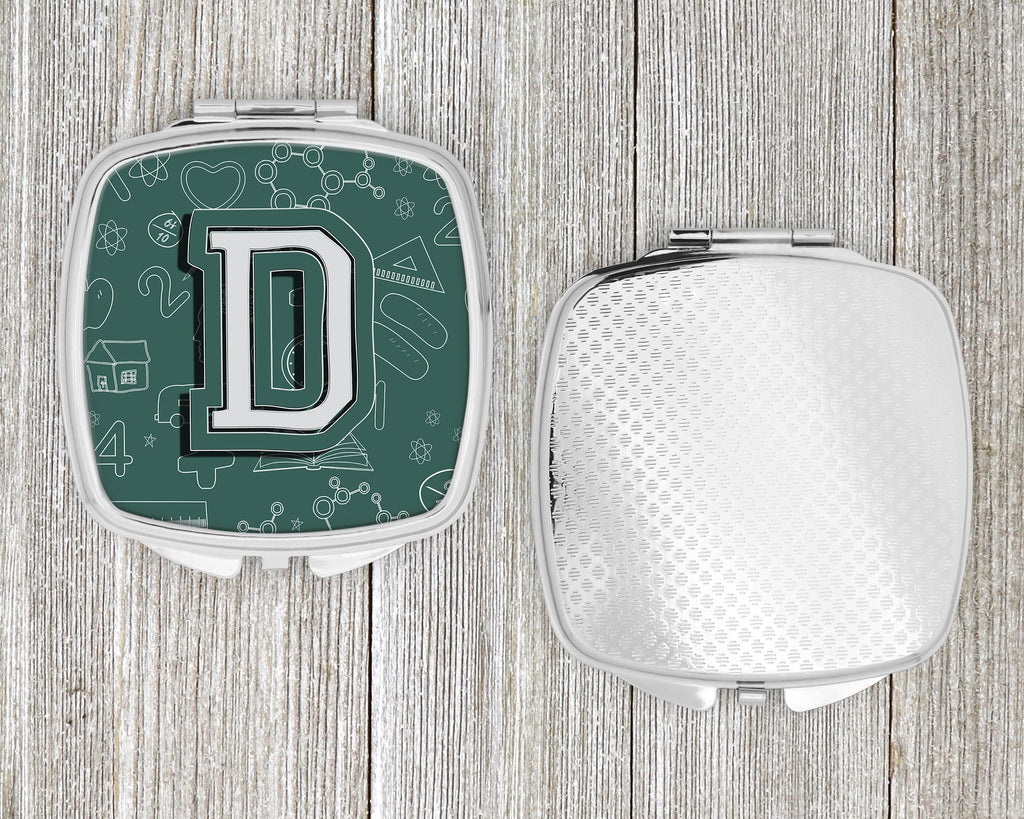 Letter D Back to School Initial Compact Mirror Decorative Travel Makeup Mirror for Women Girls Gifts Pocket Makeup Mirror Folding Handheld