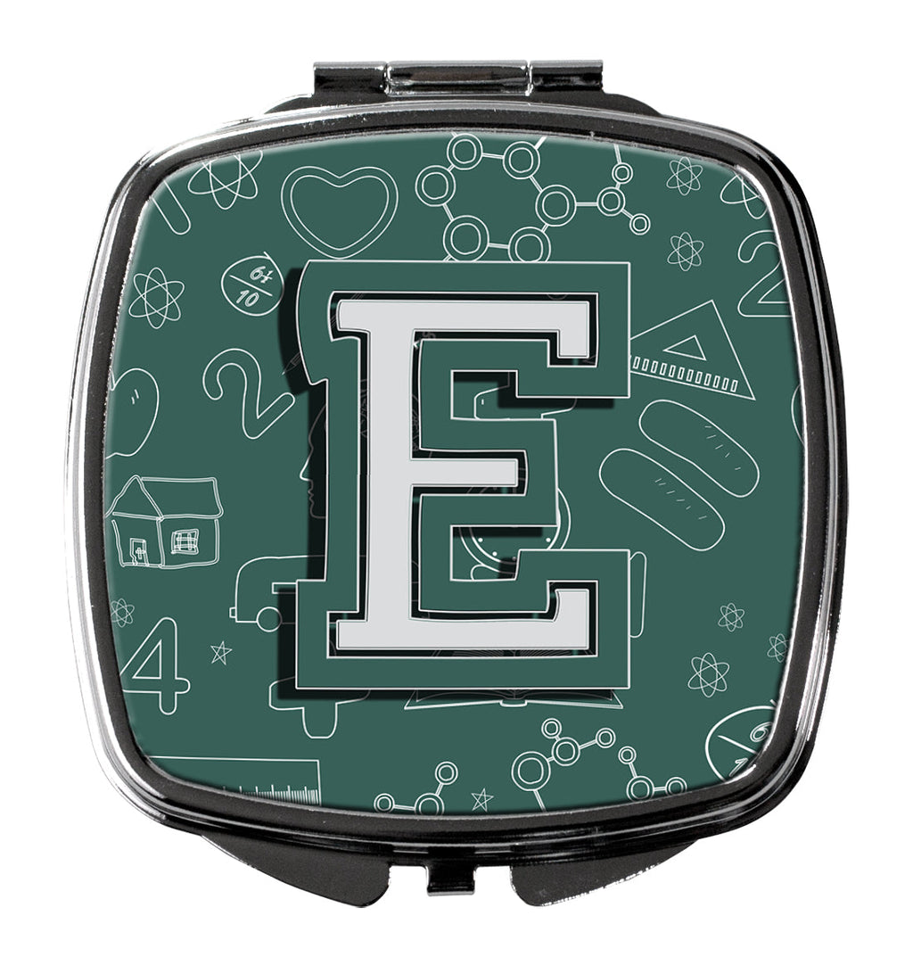 Letter E Back to School Initial Compact Mirror Decorative Travel Makeup Mirror for Women Girls Gifts Pocket Makeup Mirror Folding Handheld