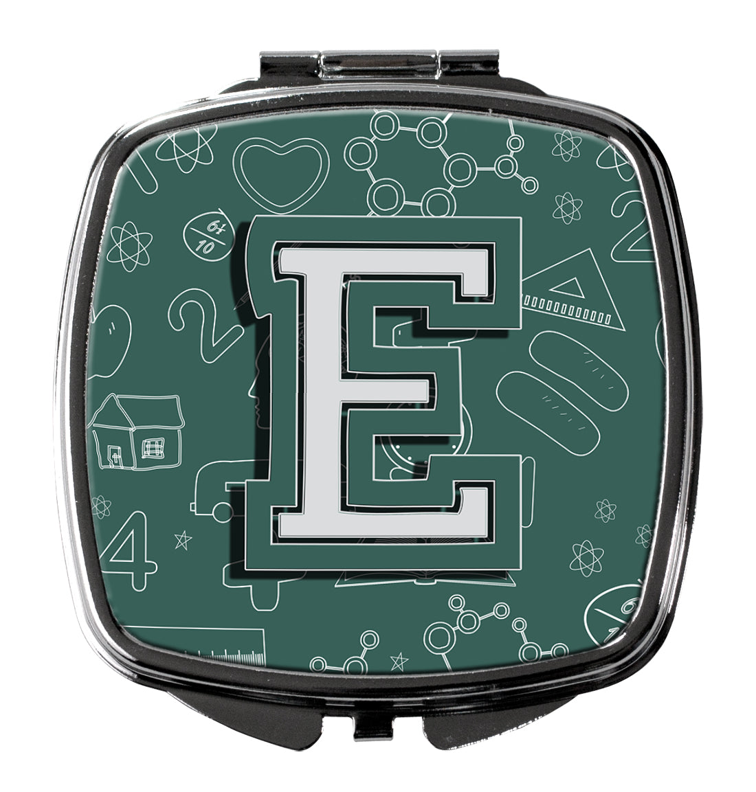 Letter E Back to School Initial Compact Mirror Decorative Travel Makeup Mirror for Women Girls Gifts Pocket Makeup Mirror Folding Handheld